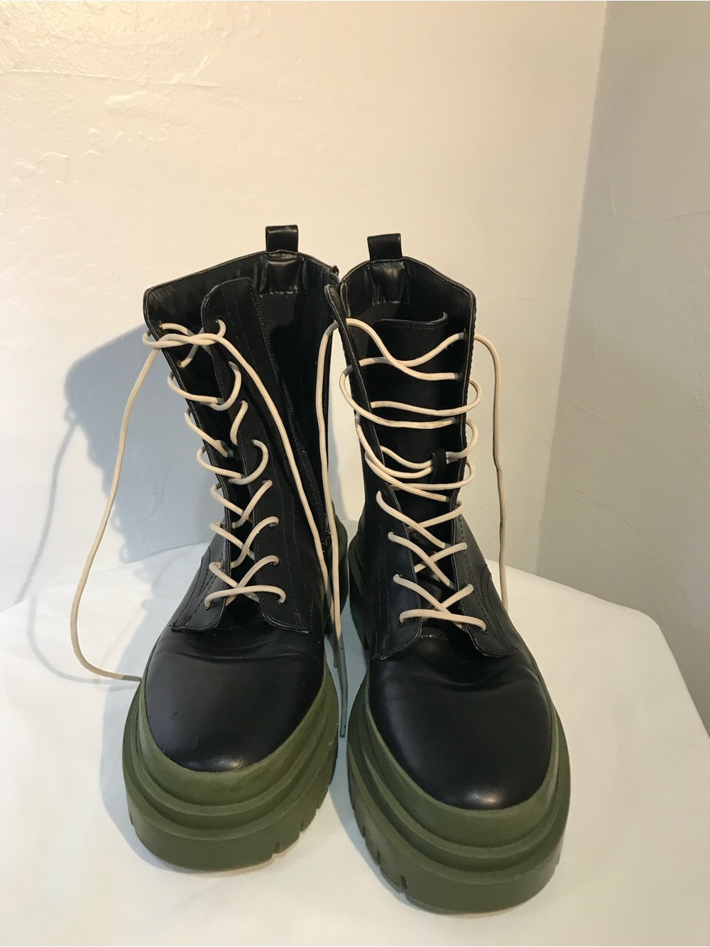 Cool Planet By Steve Madden Vegan Combat Boots Lace Up Green Size 9 Gorpcore